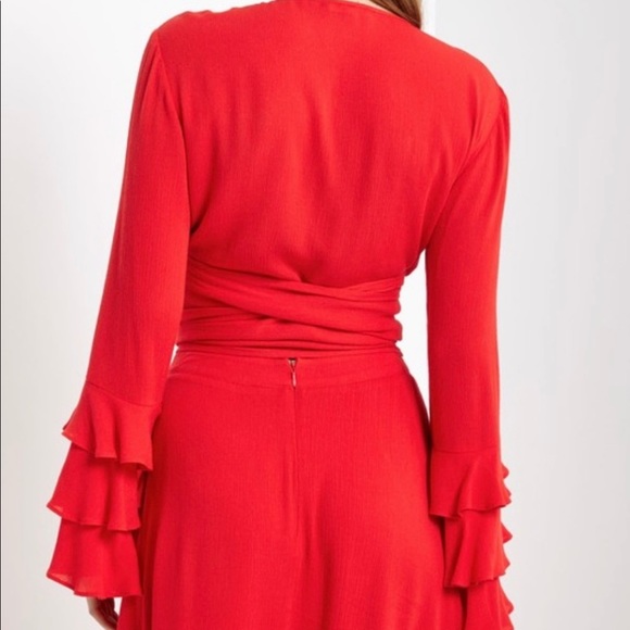 Soprano Red Ruffle Wrap Top - Picture 3 of 4